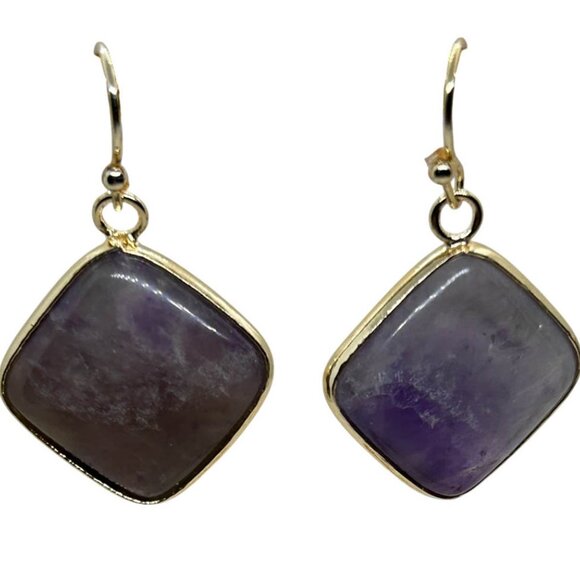 Large, Natural Amethyst Earrings - Picture 3 of 3
